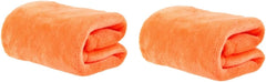 2pcs Gorgeous Orange Flannel Fleece Pet Blanket Cozy Solid Color Bedding for Dogs Cats Lightweight Absorbent for Couch Car Bed
