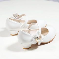 Children Girl Mary Jane Flats Indoor Party Dance Sandals Bowknot Princess Dress Mary Janes PU Leather Heeled Moccasins