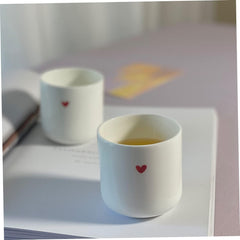 VICASKY Heart Ceramic Cup Decorative Porcelain Water Holder Juice Tea Coffee Mug for Couples Home Use Easy Clean Stain Resistant Small Gift