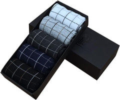 GALPADA 5pairs Men's Cotton Anti-skid Socks Thick Warm Crew Socks for Winter Autumn Breathable Grid Design Comfortable Fit