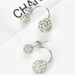 1 Pair Silver Exquisite Diamond-Studded Earrings, Silver Plated Trendy Design Hoop Earring, Sparkling Cubic Zirconia, Eye-Catching Gemstone Center, Ideal for Any Occasion (Silver)