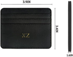 Custom Leather Credit Card Holder Wallet Personalized Gold/Silver Initials Slim Wallet for Men & Women - PU Leather RFID Blocking Gift for Dad Boyfriend Husband Family