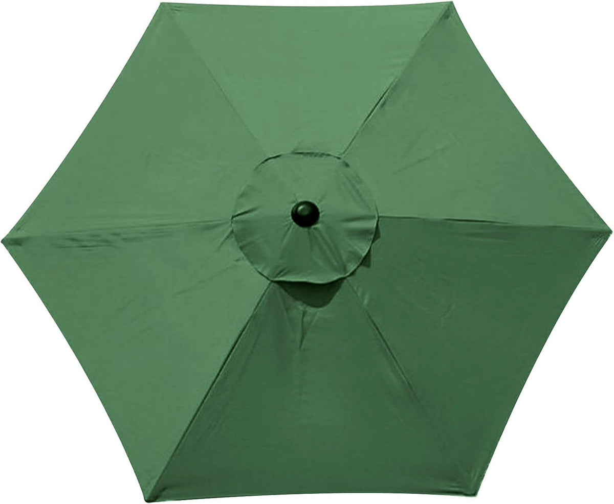 2.7 m 6 Ribs Outdoor Round Patio Umbrella, Market Patio Fade Resistant Umbrella Top Canopy Cover Replacement for Patio Courtyard Outdoor Swimming Pool Lawn(Green)