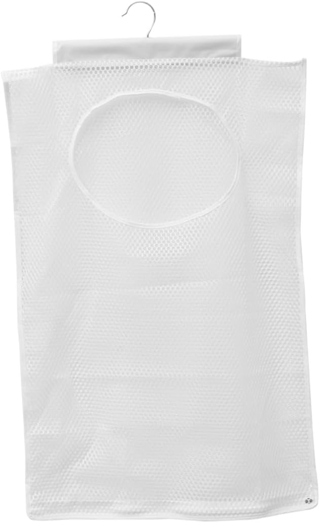 Sturdy Polyester Laundry Hamper Bag White Large Capacity Door Hanger Organizer for Dorm Bedroom Bathroom