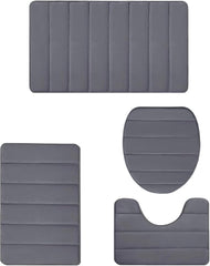 Bathroom Rugs for 3 Pieces, Memory Foam Bath Mat Set, Universal Toilet Mats, Soft Comfortable, Water Absorption, Non-Slip, Thick, Machine Washable, Easier to Dry for Floor Mats