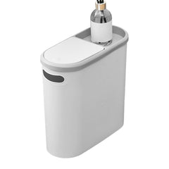 Garbage Can 10l - Press Top Wastebasket | Bathroom Trash Can with Lid | Kitchen Wastebin | 32x32x15cm Dustbin for Home Sink Workplace Bathroom Room Apartment Bedroom Dorm Toilet Indoor