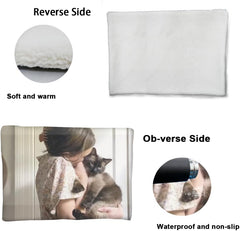 Pet Warm Mat (19x25 in) Custom Self-Warming Cat Bed Self-Heating Cat and Dog mat Soft Fluffy cat Bed noiseless hot pet mat for Indoor and Outdoor Pets,