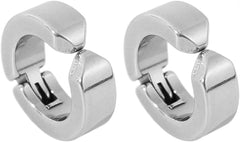 1 Pair Punk Non Piercing Clip Earrings for Men Women Alloy Ear Clips Hip Hop Style Ear Jewelry Accessory Silver