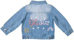 Personalized Kids Denim Jacket with Name, Custom Long Sleeve Denim Name Outerwear Jean Jacket, for Girls Boys