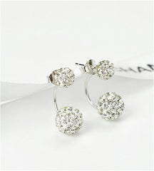 1 Pair Silver Exquisite Diamond-Studded Earrings, Silver Plated Trendy Design Hoop Earring, Sparkling Cubic Zirconia, Eye-Catching Gemstone Center, Ideal for Any Occasion (Silver)