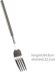 Stainless Steel Dinner Fork, Telescopic Fork Extendable Dinner Fruit Dessert Long Handle Fork Table Forks Salad Forks Extending Fork Dinner Fork for Home Kitchen Dining Room