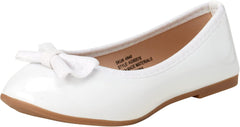 KENSIE GIRL Shoes - Classic Leatherette Ballet Flats with Glitter Bow (Toddler/Girl)