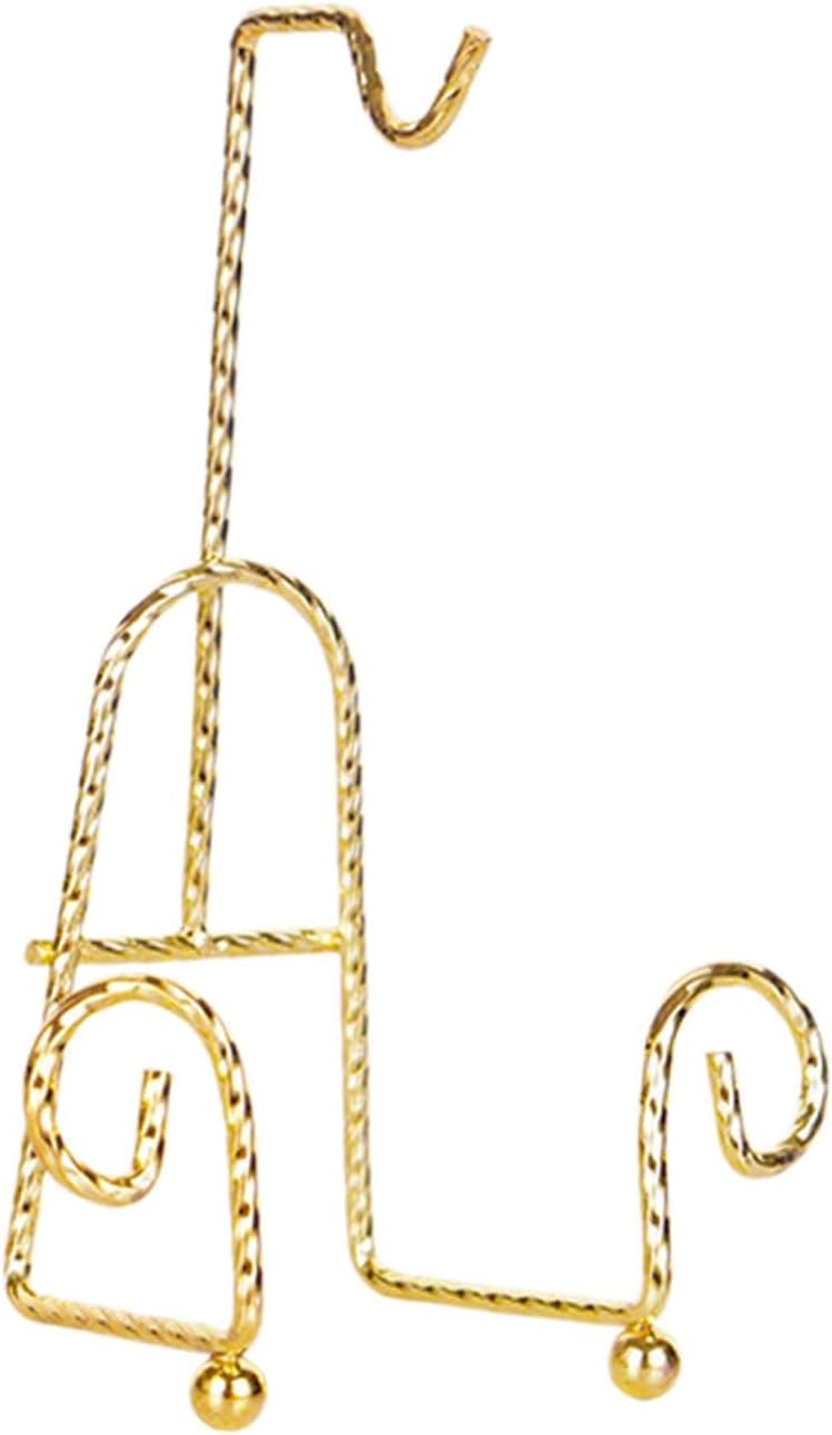 Tea Saucer Display Stand Tea Saucer Cup Rack Twist Wire Sturdy Tea Cup Holder Display for Teapot Coffee Mug Kitchen Plate, 12cmx17.8cm, Gold
