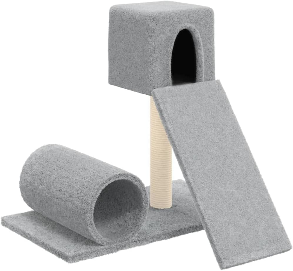 vidaXL Modern Light Grey Cat Tree with Multi Level Platforms Durable Engineered Wood Scratch Resistant Surfaces Ideal Indoor Furniture for Cats and Kittens Trees Tower Scratching Post Activity Center