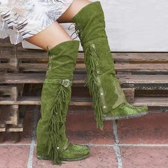Cowboy Boots for Women Over the Knee Western Boots Embroidery Cowgirl Pull-On Pointy Toe & Wide Trending Fashion - Plus Size Retro Comfortable Walking Lightweight Running Standing All Day