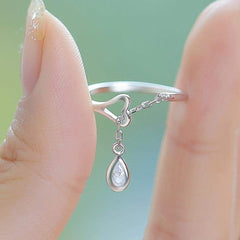 Women Fashion Small Water Droplets Adjustable Open Rings Silver.