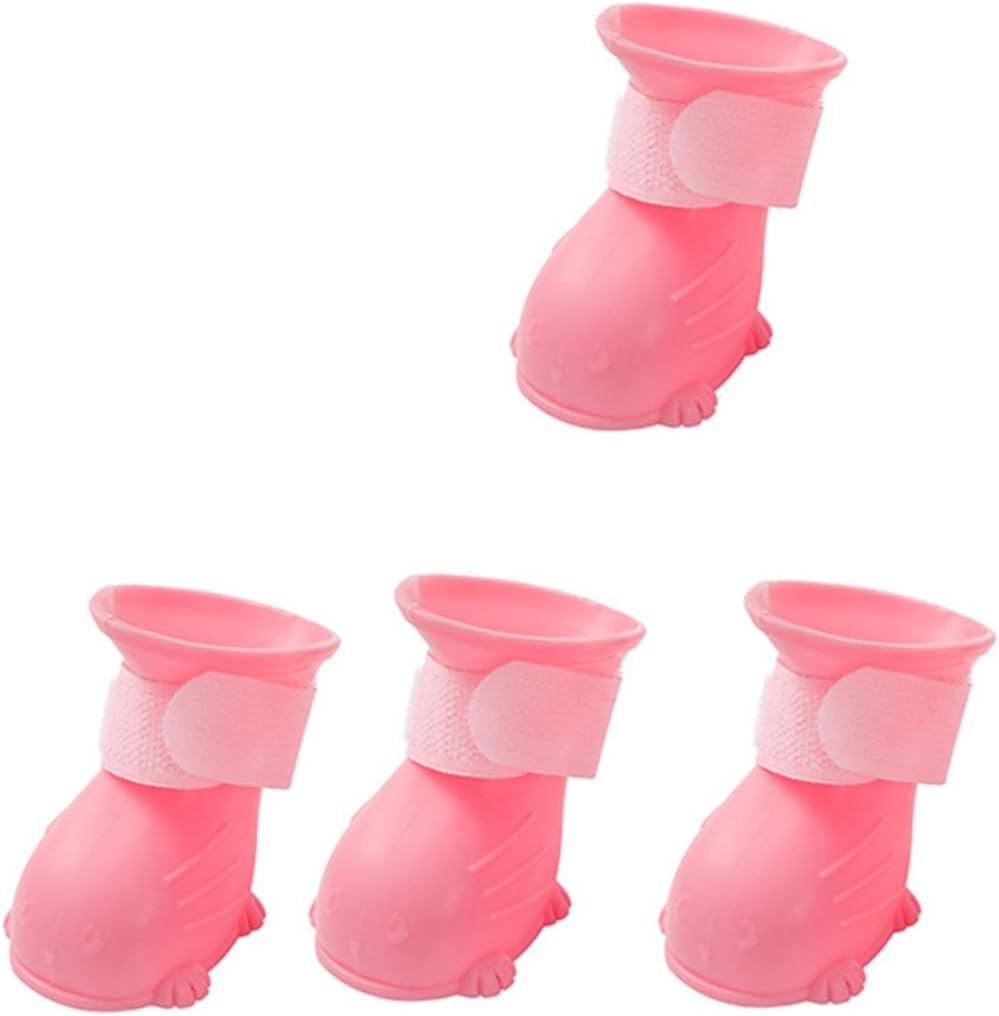 Kisangel 4pcs Dog Rain Boots Slip Resistant Pet Shoes for Rainy Days Comfortable Practical Dog Booties Pet Supplies for