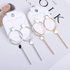 Simple Geometric Earrings Hoop Earbob Full Circle Long Bar Pendant Jewelry Gold Color Fashion Processed