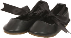 Toddler3 to Youth3 Ballet Flat Girl Shoe with Ribbon Tie in Pink Ivory White Black Gold Silver