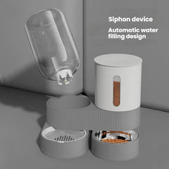 Gravity Cat Dog Feeder and Water Dispenser, 2 in 1 Automatic Cat Feeder with 360 Degree Rotatable, 2 Pack Large Capacity Self Feeding for Small Medium Dog Puppy Kitten