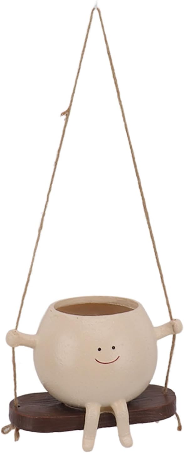 aqxreight Swing Face Planter Pot Exquisite Unique Hanging Pots Garden Patio Decor Indoor Outdoor Planters Unique Swing Face Planter Pot for Garden Patio Decor