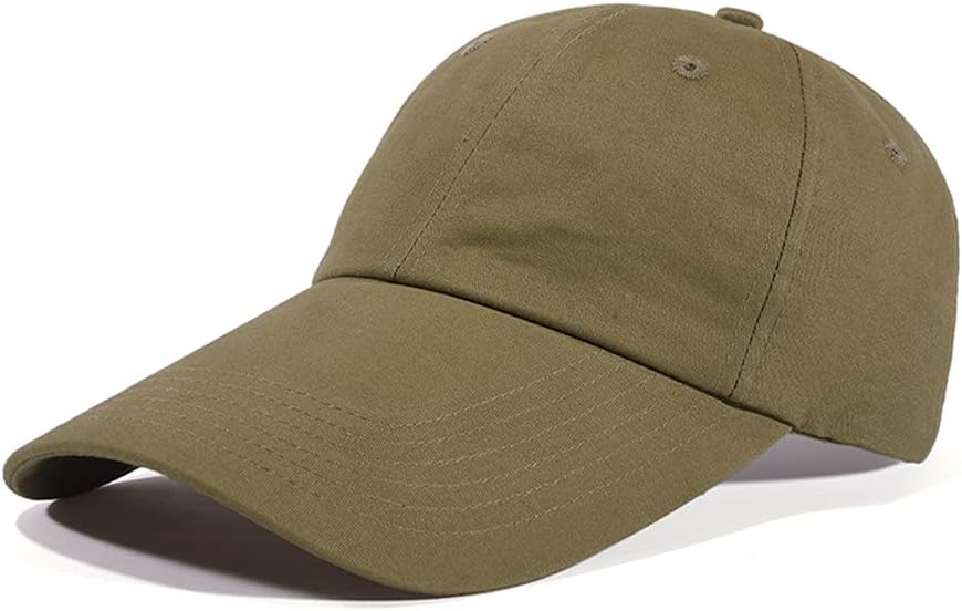 4.3 Inch Long Bill Dad Hat Men Women Plain Polo Twill Baseball Cap Unstructured Soft (Army Green),Large