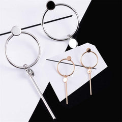 Simple Geometric Earrings Hoop Earbob Full Circle Long Bar Pendant Jewelry Gold Color Fashion Processed