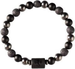 Zodiac Obsidian Bracelet – Handmade Unisex Lava Stone Beaded Wristband – Adjustable Retro‑Style Gift for Astrology Lovers