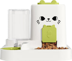 Automatic Pet Food Water Dispenser, 1.6L Auto Gravity Pet Feeder and 0.6L Water Dispenser Set, Cage Cat Dog Food and Water Dispenser for Kitten Puppy Bunny Guinea Pig (Green)