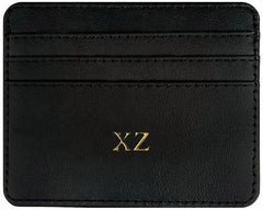 Custom Leather Credit Card Holder Wallet Personalized Gold/Silver Initials Slim Wallet for Men & Women - PU Leather RFID Blocking Gift for Dad Boyfriend Husband Family