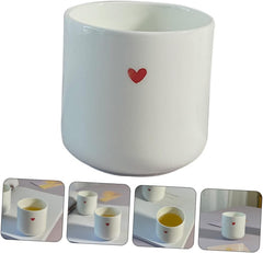 VICASKY Heart Ceramic Cup Decorative Porcelain Water Holder Juice Tea Coffee Mug for Couples Home Use Easy Clean Stain Resistant Small Gift