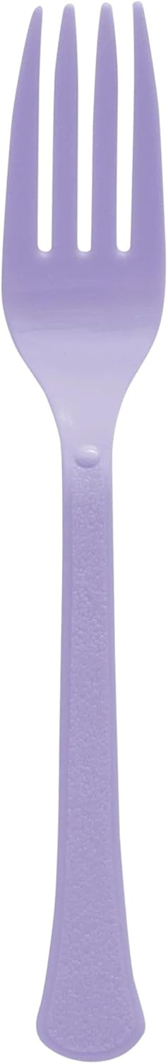 Amscan Premium Heavy Weight Plastic Forks Party Supply, Pack of 20, Lavender
