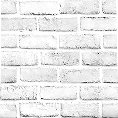 White Brick Wallpaper 17.7" x 118" Peel and Stick Wallpaper Faux Brick Paper Backsplash Stick and Peel Christmas Decor