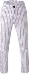 Maryia Men's Slim Fit Striped Pants Summer Fashion Stretch Skinny Sweatpants Business Casual Straight-Leg Trousers