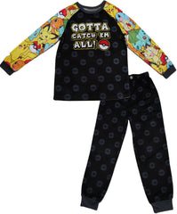 Pokemon Pajamas Set, 2 Piece Sleepwear for Kids, Size 10/12 Black