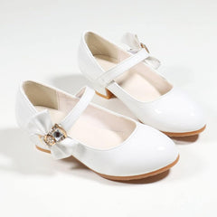 Children Girl Mary Jane Flats Indoor Party Dance Sandals Bowknot Princess Dress Mary Janes PU Leather Heeled Moccasins