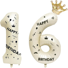 40 Inch White Foil Balloon Number 16,Crown 16th Birthday Party Decorative Balloons,Number Large Numbers Balloon 16,Girls Boys 16th Birthday Decoration Anniversary Wedding 16th Birthday Party Supplies