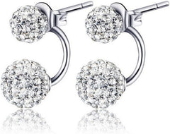 1 Pair Silver Exquisite Diamond-Studded Earrings, Silver Plated Trendy Design Hoop Earring, Sparkling Cubic Zirconia, Eye-Catching Gemstone Center, Ideal for Any Occasion (Silver)