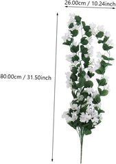VICASKY Petals Faux Violet Hanging Flowers Artificial Vine for Wedding Home Decor White Green Simulation Plants for Table Settings and Craft Projects