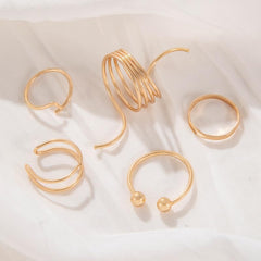 Wave Geometric Open Ring Set Minimalist Stackable Jewelry Accessories