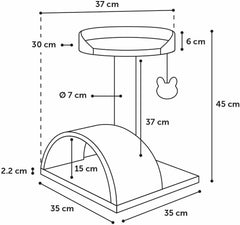 Cat Scratching Tree Gene Grey 35 x 35 x 45 cm