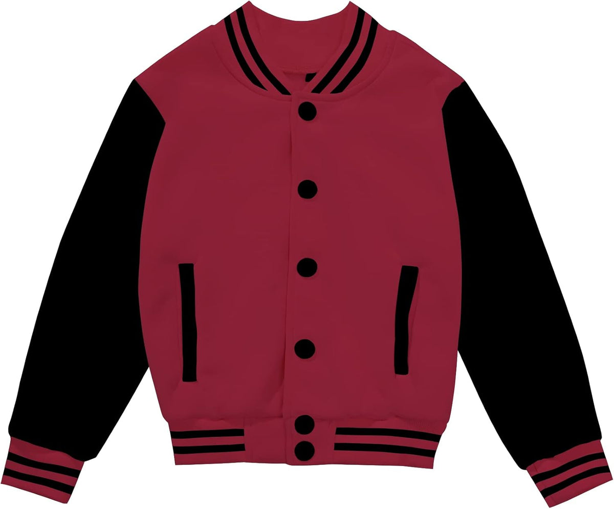 Kids Baseball Jacket Children's Coat School Varsity Fashion Button Casual Sports Youth Outerwear Cardigan