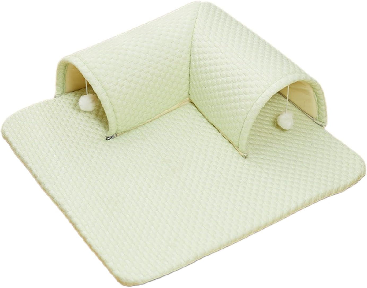 Cooling Bed Mat Cat Bed Multiuse Exercising Reversible Lightweight Removable Easy to Carry Clean Crate Mat Sleeping Pad, Green, 60x60x20cm