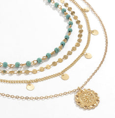 Boho Western Layered Necklace for Women Turquoise Jewelry Country Concert Outfit Style