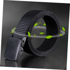 Men's Canvas Belt Lightweight Nylon Casual Belt Military Style Buckle Non-metallic Airport-friendly