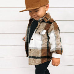 Youth Boy Jackets Toddler Boys Long Sleeve Plaid Printed T Shirt Gentleman Tops Clothes With Pocket