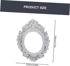 Mobestech 8Pcs Vintage Resin Picture Frames Small Jewelry Display Ornaments Retro and Silver Oval Mini Frames for Home Decoration and Photo Props