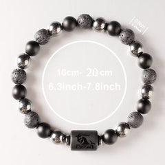 Zodiac Obsidian Bracelet – Handmade Unisex Lava Stone Beaded Wristband – Adjustable Retro‑Style Gift for Astrology Lovers