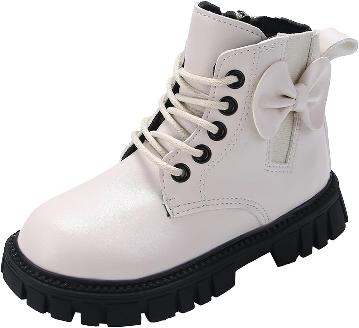 Fashion Non Slip Ankle Boots Lace up Lug Sole Side Zipper Outdoor Booties Kids Cowboy Boots Toddler Boots