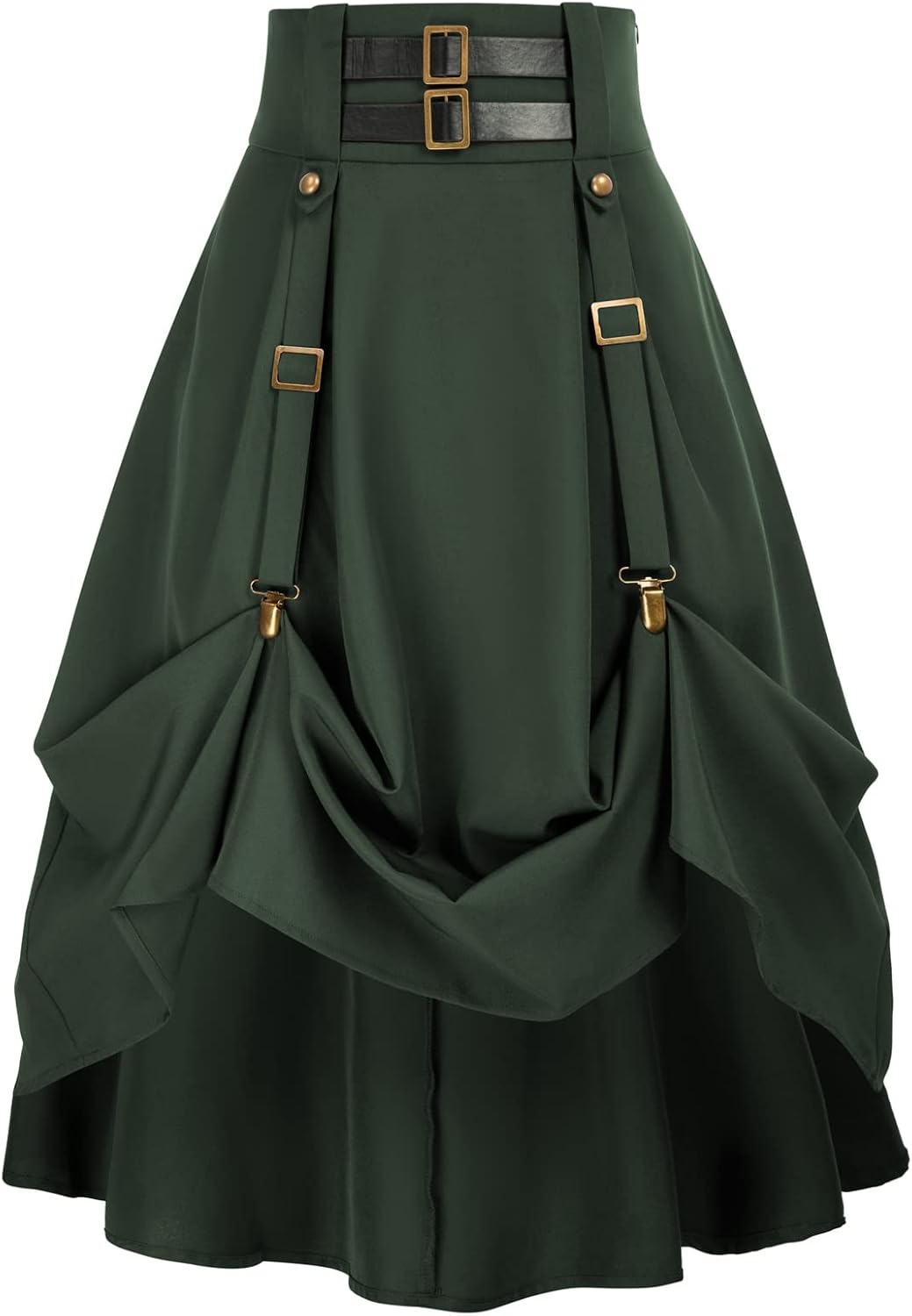 Scarlet Darkness Pirate Skirt for Women Goth Steampunk Skirt High Waist Midi A-Line Skirts with Pockets S-2XL